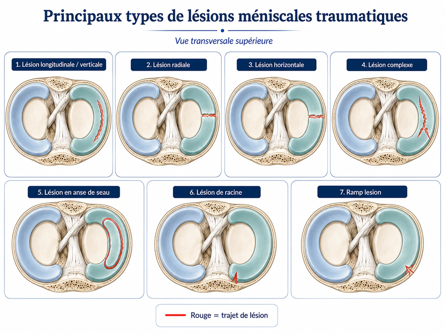 différentes lésions méniscales traumatiques